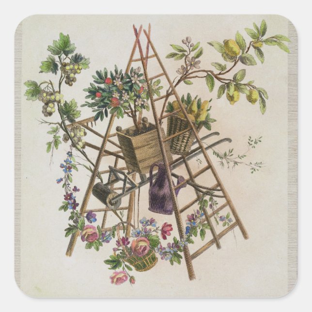 A garden textile design , from 'Oeuvre contenant u Square Sticker (Front)