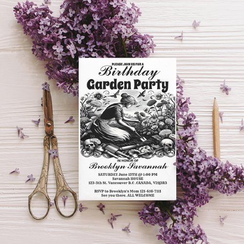 A Gardeners Labor Garden Party Invitation Postcard