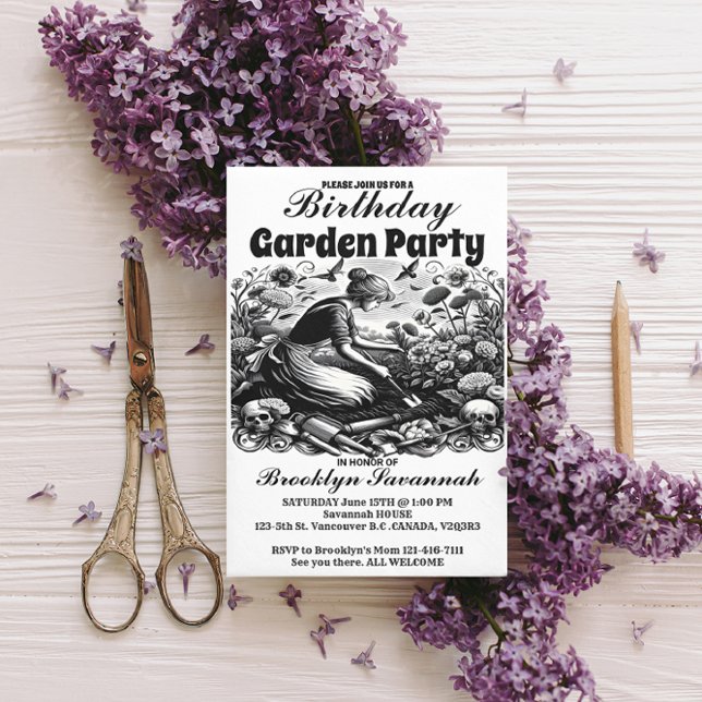 A Gardeners Labor Garden Party Invitation Postcard (Creator Uploaded)