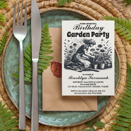 A Gardens Grace Garden Party Invitation Postcard