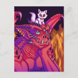 A gargoyle and his pet postcard