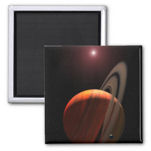 A gas giant planet orbiting a red dwarf magnet