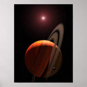 A gas giant planet orbiting a red dwarf poster