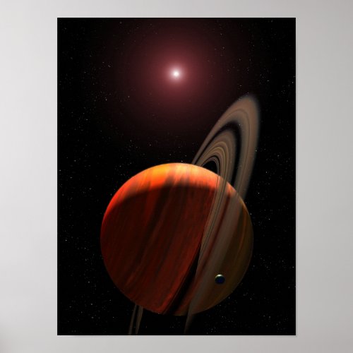 A gas giant planet orbiting a red dwarf poster