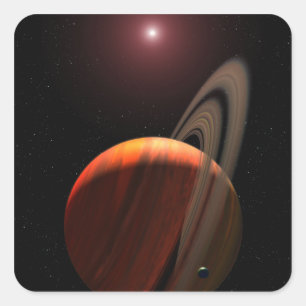 A gas giant planet orbiting a red dwarf square sticker