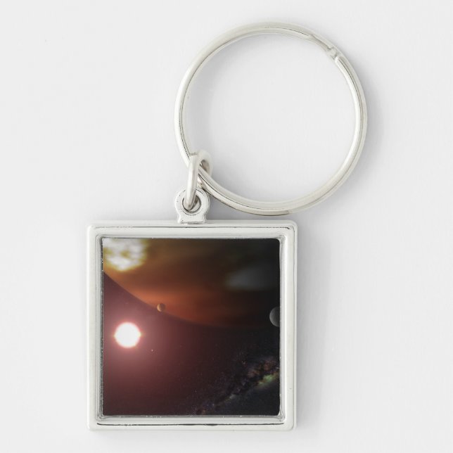 A gas giant planet orbiting a red dwarf star keychain (Front)