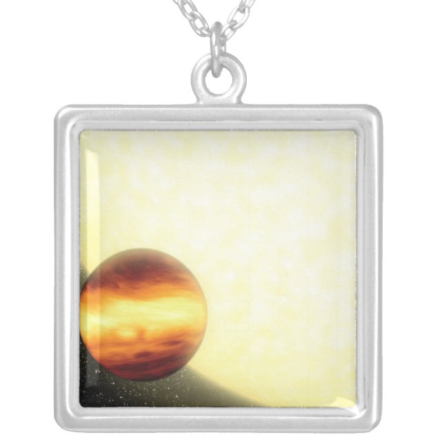 A gas-giant planet orbiting very close silver plated necklace (Front)