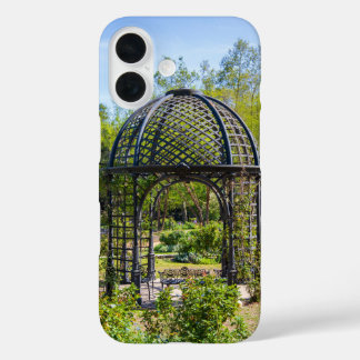 a gazebo in a gorgeous garden landscape iPhone 16 case