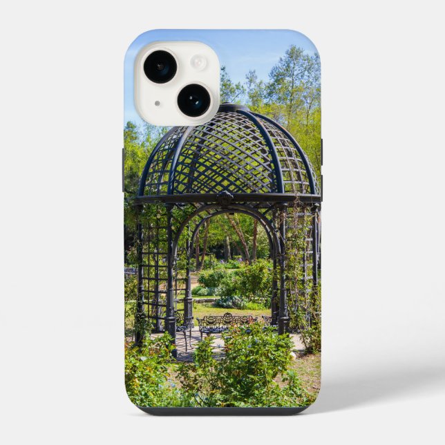 a gazebo in a gorgeous garden landscape iPhone case (Back)