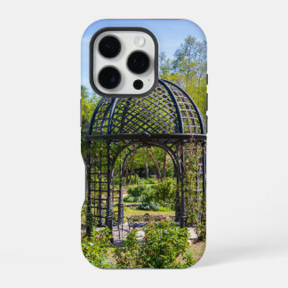 a gazebo in a gorgeous garden landscape iPhone 16 pro case