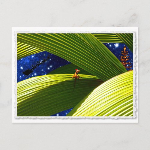 A Gecko Lizards Tropical Christmas Holiday Postcard
