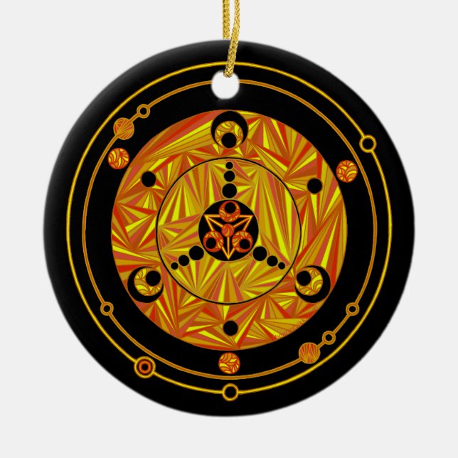 A Geeky Christmas Scifi Crop Circle Design Holiday Ceramic Ornament (Front)
