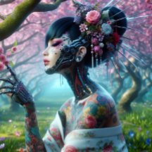 A geisha in the spring garden