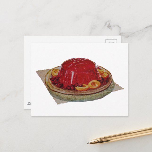 A gelatin and fruit dessert from 1930 postcard (Front/Back In Situ)