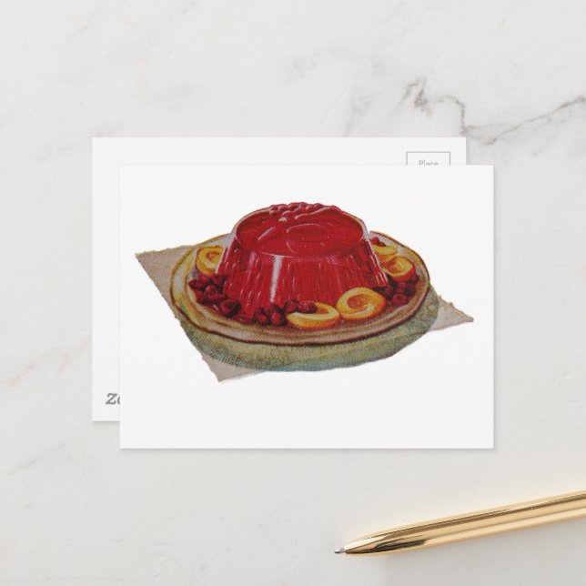 A gelatin and fruit dessert from 1930 postcard (Front/Back In Situ)