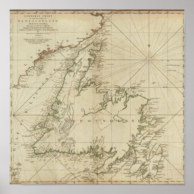 A General Chart Of The Island Of Newfoundland (Front)
