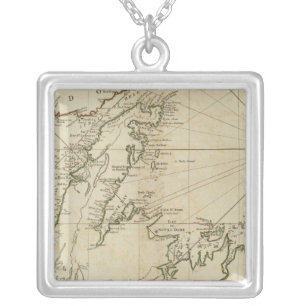 A General Chart Of The Island Of Newfoundland Silver Plated Necklace