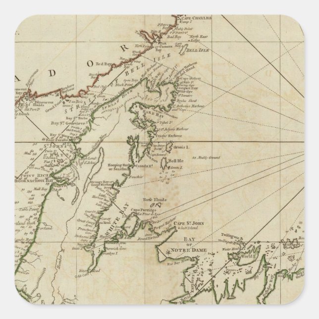 A General Chart Of The Island Of Newfoundland Square Sticker (Front)