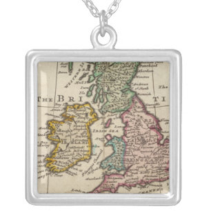 A general map of Great Britain and Ireland Silver Plated Necklace