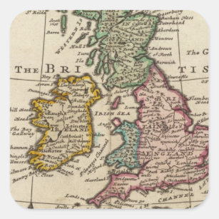 A general map of Great Britain and Ireland Square Sticker