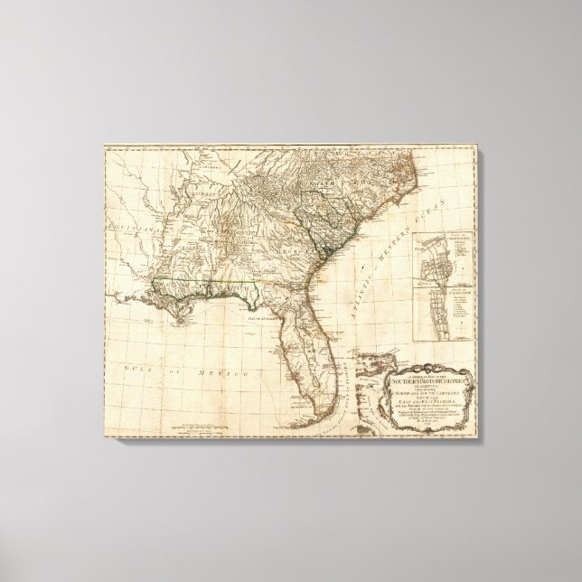 A General Map of the Southern British Colonies Canvas Print (Front)