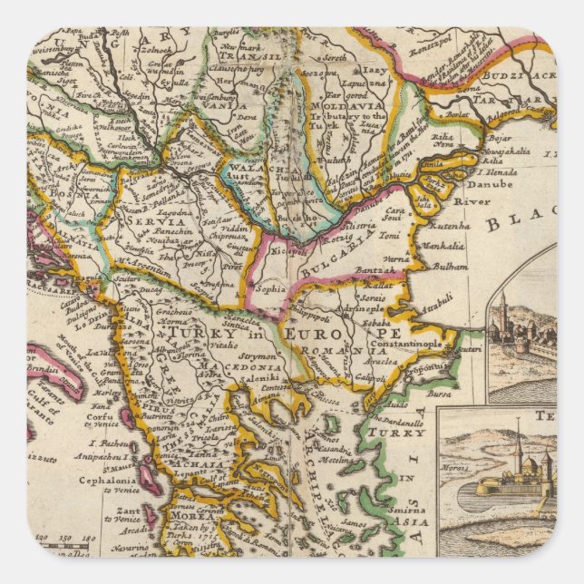 A general map of Turkey in Europe Square Sticker (Front)