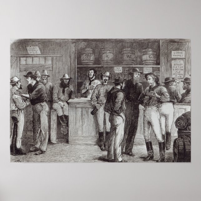 A general shout', inside a bush tavern, 1878 poster (Front)