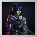 A Generous Heart: Anime Character with Kitten