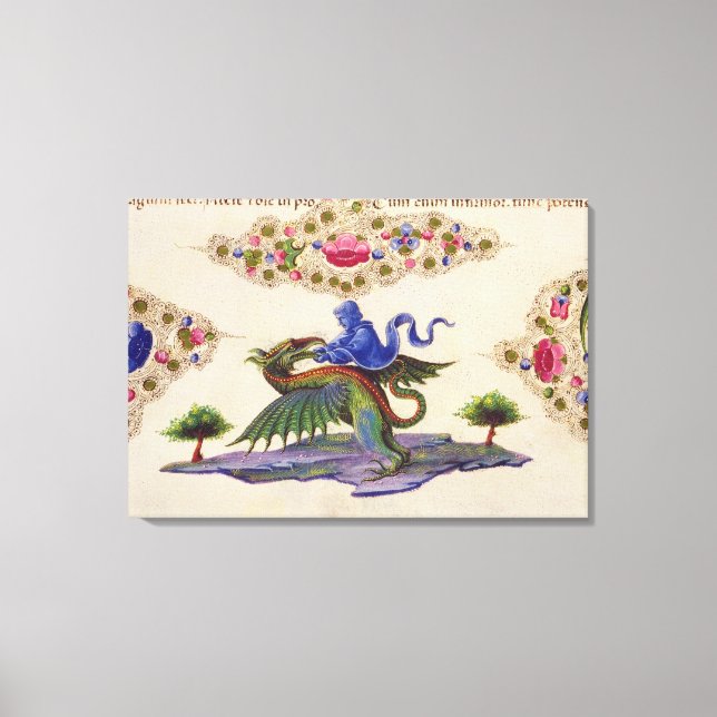 A Genie and Winged Monster Canvas Print (Front)