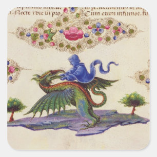 A Genie and Winged Monster Square Sticker
