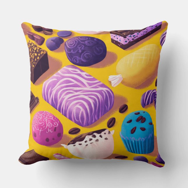 A Gentle Scatter of Sweets Throw Pillow (Front)