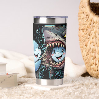 A Gentle Soul in a Wild Mask Cute Shark Insulated Tumbler