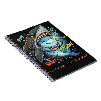 A Gentle Soul in a Wild Mask Cute Shark Notebook