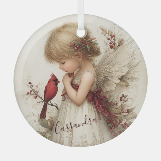 A Gentle Spirit in Holiday Stillness Glass Ornament (Front)