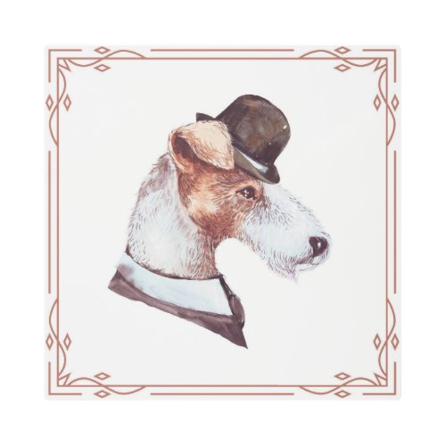 A gentleman dog wearing suit and hat  metal print