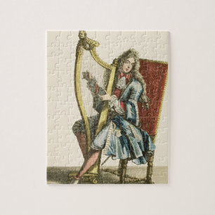 A gentleman playing the harp (engraving) jigsaw puzzle