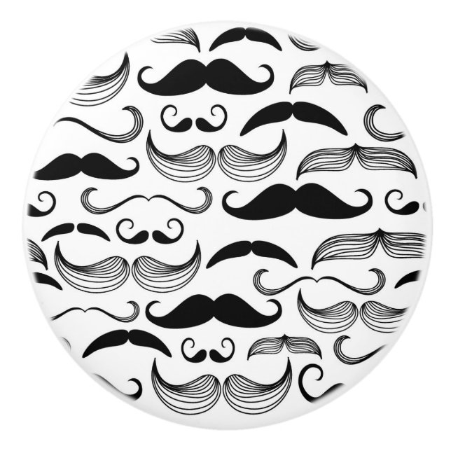 A Gentlemen's Club. Mustache pattern 2 Ceramic Knob (Front)