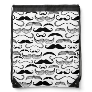 A Gentlemen's Club. Mustache pattern 2 Drawstring Bag
