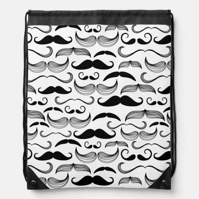 A Gentlemen's Club. Mustache pattern 2 Drawstring Bag (Front)
