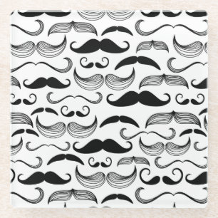 A Gentlemen's Club. Mustache pattern 2 Glass Coaster