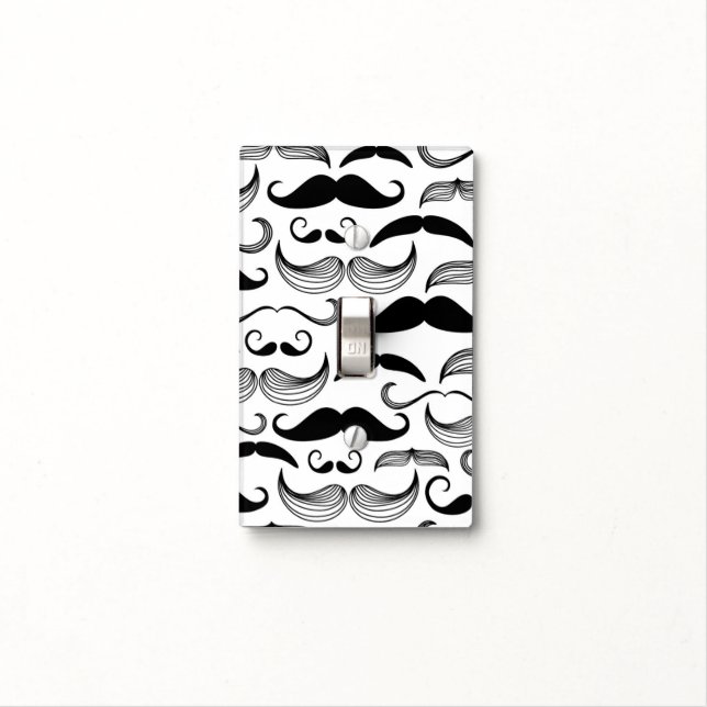 A Gentlemen's Club. Mustache pattern 2 Light Switch Cover (In Situ)