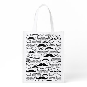 A Gentlemen's Club. Mustache pattern 2 Reusable Grocery Bag