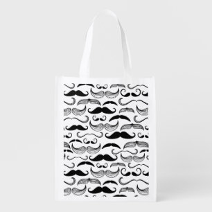 A Gentlemen's Club. Mustache pattern 2 Reusable Grocery Bag