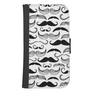 A Gentlemen's Club. Mustache pattern 2 Wallet Phone Case For Samsung Galaxy S4