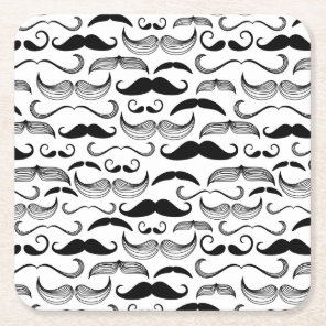 A Gentlemen's Club. Mustache pattern 2 Square Paper Coaster