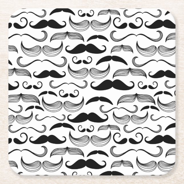 A Gentlemen's Club. Mustache pattern 2 Square Paper Coaster (Front)