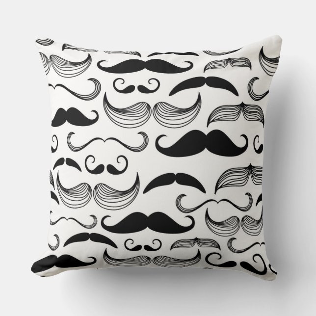A Gentlemen's Club. Mustache pattern 2 Throw Pillow (Front)