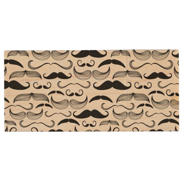 A Gentlemen's Club. Mustache pattern 2 Wood Flash Drive (Front)