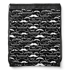 A Gentlemen's Club. Mustache pattern Drawstring Bag