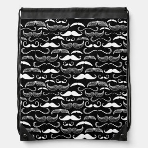 A Gentlemen's Club. Mustache pattern Drawstring Bag